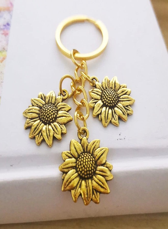 Meimimix Gold Sunflower Pendant Keychain Chain Tassel Key Chain Key Ring Keyring For Women Girls - Image 2